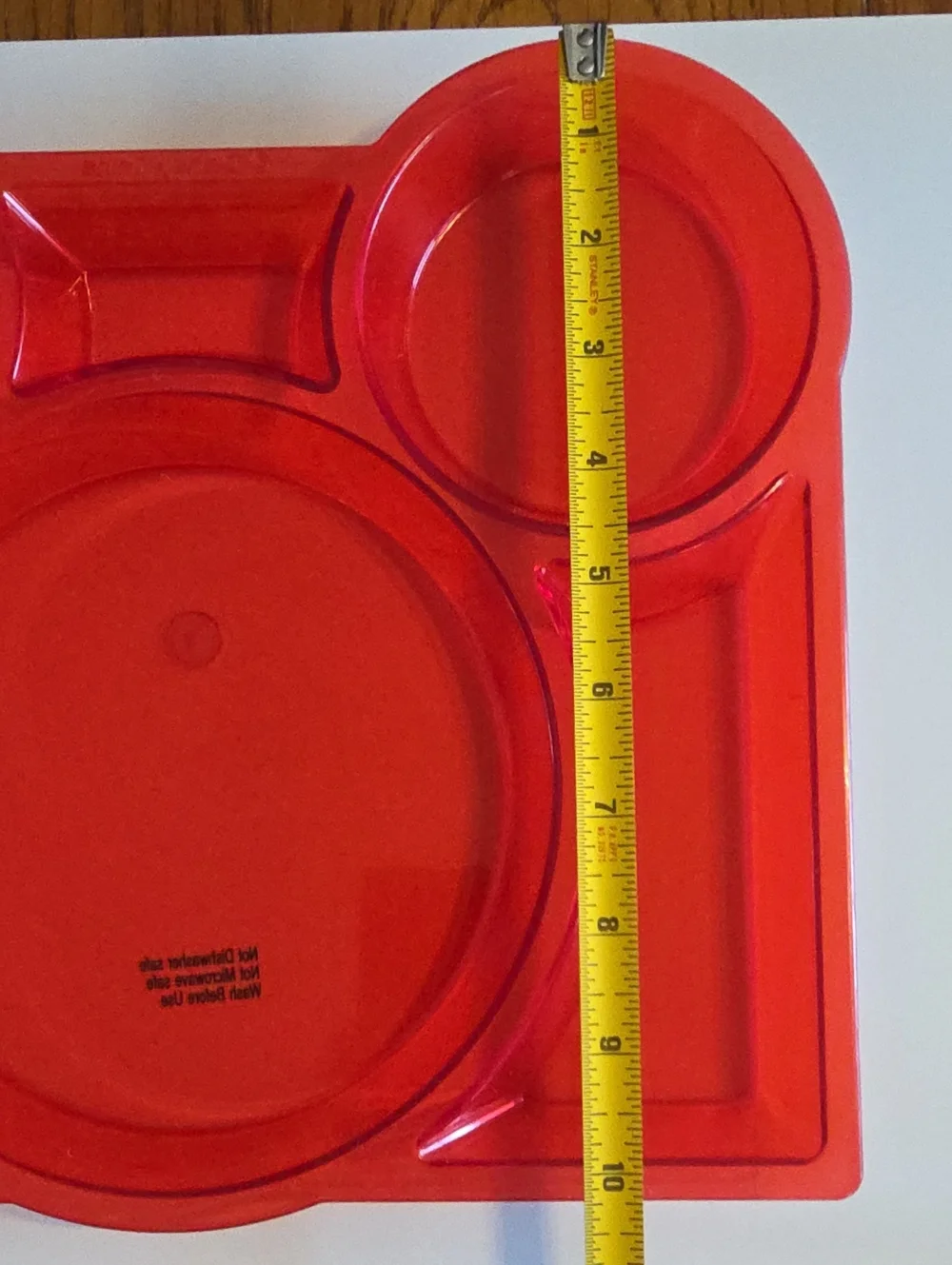 Disney Mickey Mouse Ears Divided Acrylic Lucite Plate Trays -Red Set Of 3